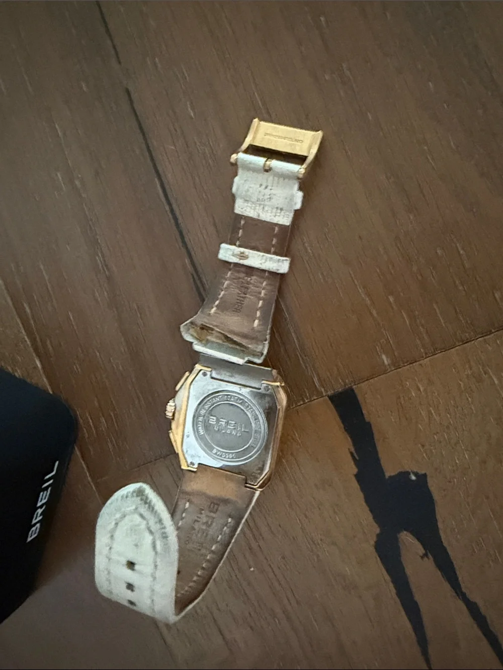 BREIL White Leather Strap Watch with Rose Gold Case